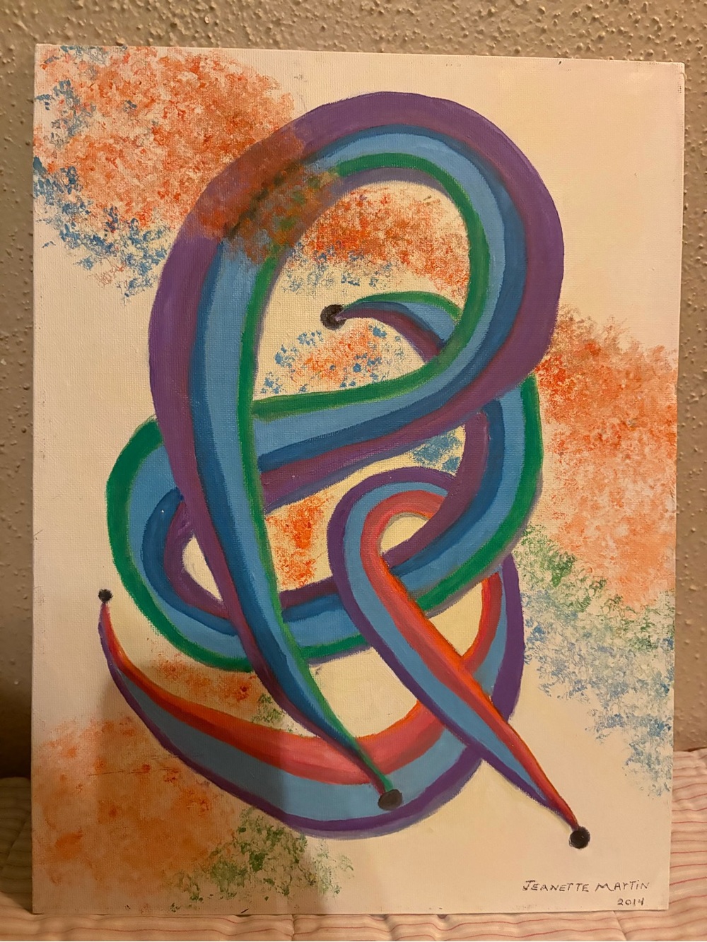 Oil Abstract Multicolor Home Art Canvas - Blue, Purple, Green, Orange Accents